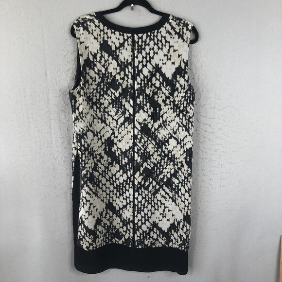 Vince Dress Womens 14 Black White Silk Sleeveless Shift Sheath Patterned Midi - Picture 2 of 14